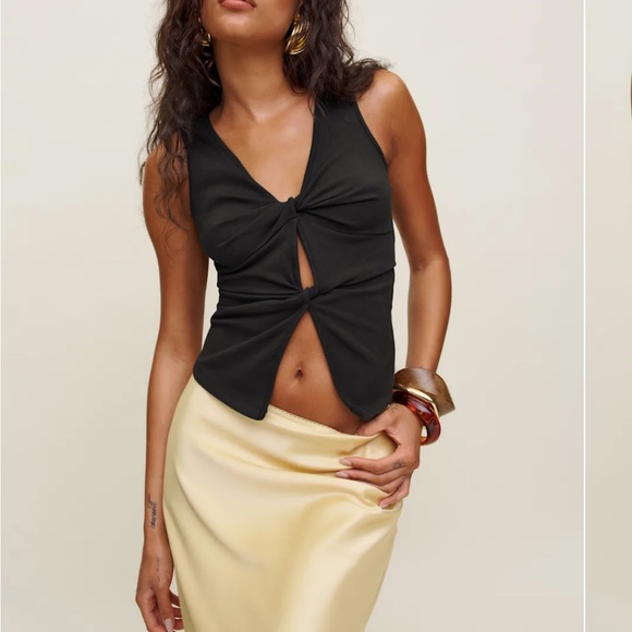 Reformation Tefi Knit Top S Black - Picture 3 of 5